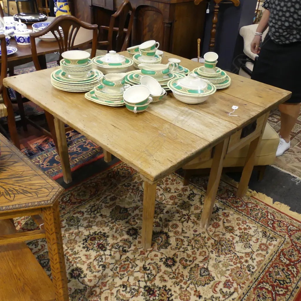 ANTIQUE COUNTRY PINE DROP SIDE KITCHEN TABLE... Image 1++