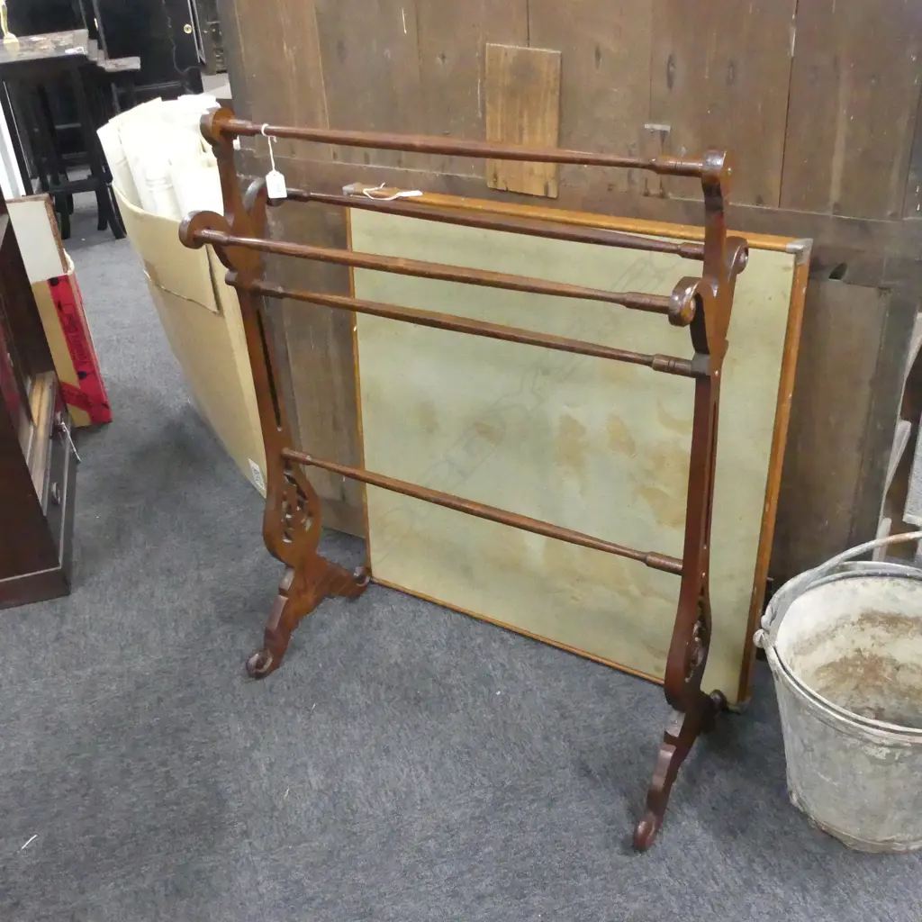EDWARDIAN CARVED WOODEN TOWEL RAIL W.720mm Image 1++