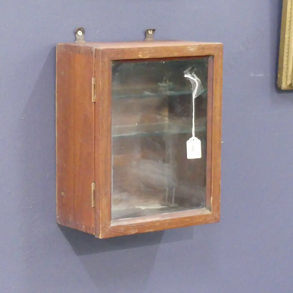 SM WOODEN GLASS FRONTED WALL CABINET WITH 2 GLASS SHELVES  310 X 250MM Image 1++
