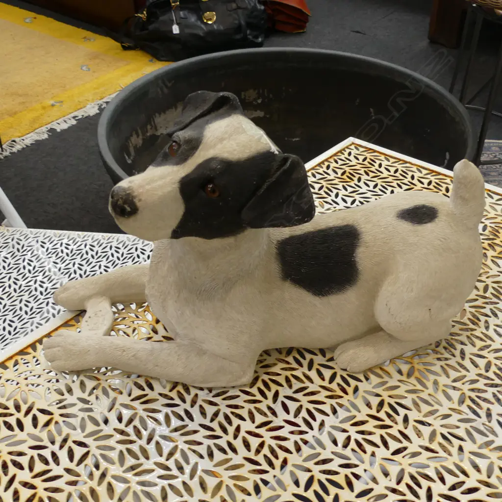 LARGE BLACK & WHITE TERRIER DOG GARDEN ORNAMENT L 420MM Image 1++