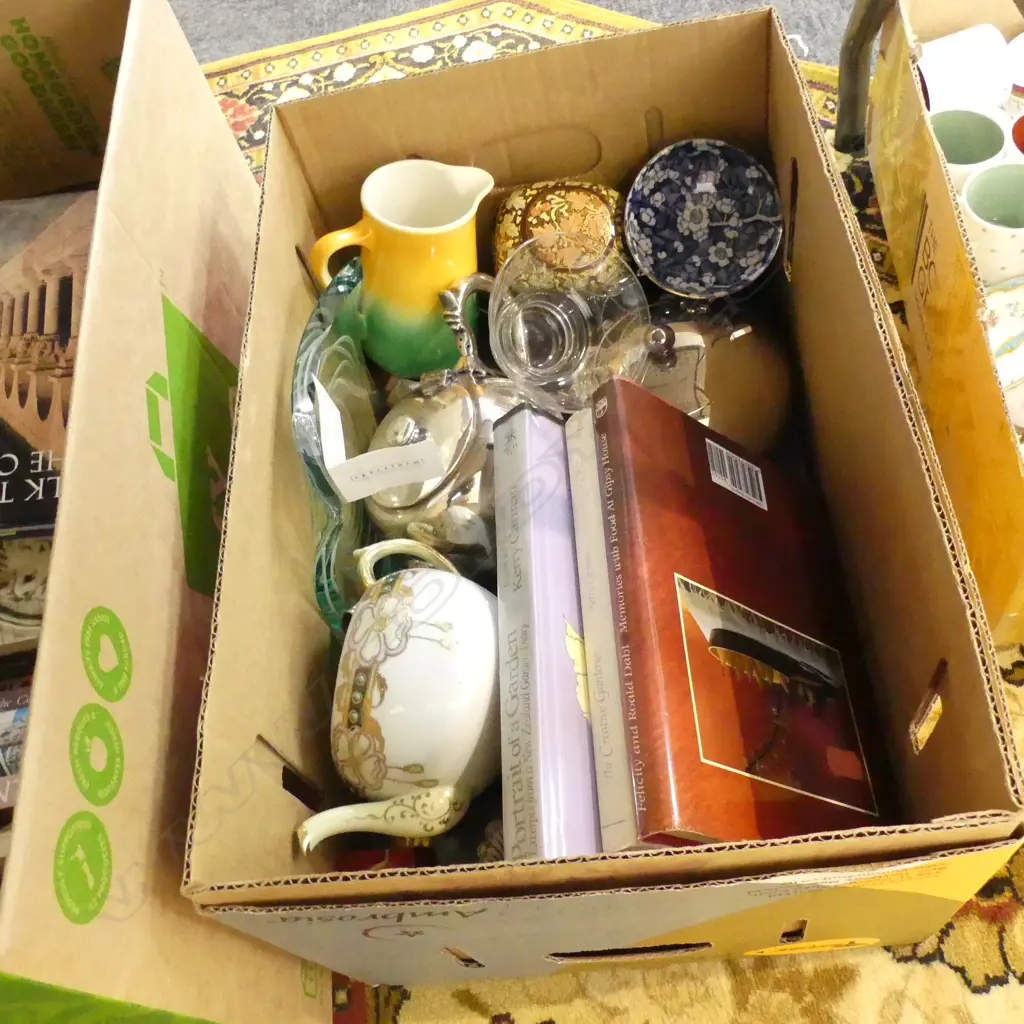 BOX LOT GARDEN BOOKS, EP TEA SET, ETC Image 1++