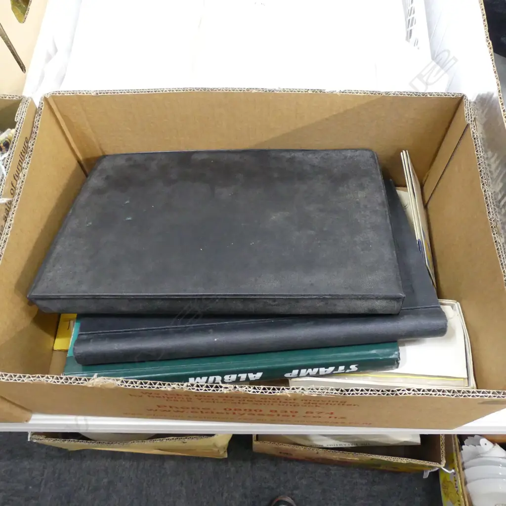 BOX LOT ASST. STAMP ALBUMS ETC Image 1++