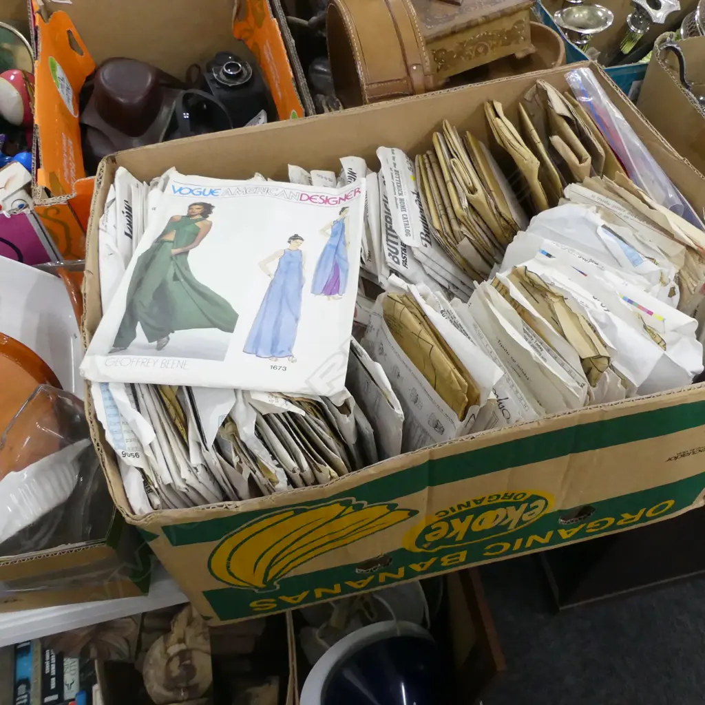 BIG BOX LOT ASST VINTAGE DRESS PATTERNS INCL LADIES / CHILDREN + SOME KNITTING PATTERN BOOKS Image 1++