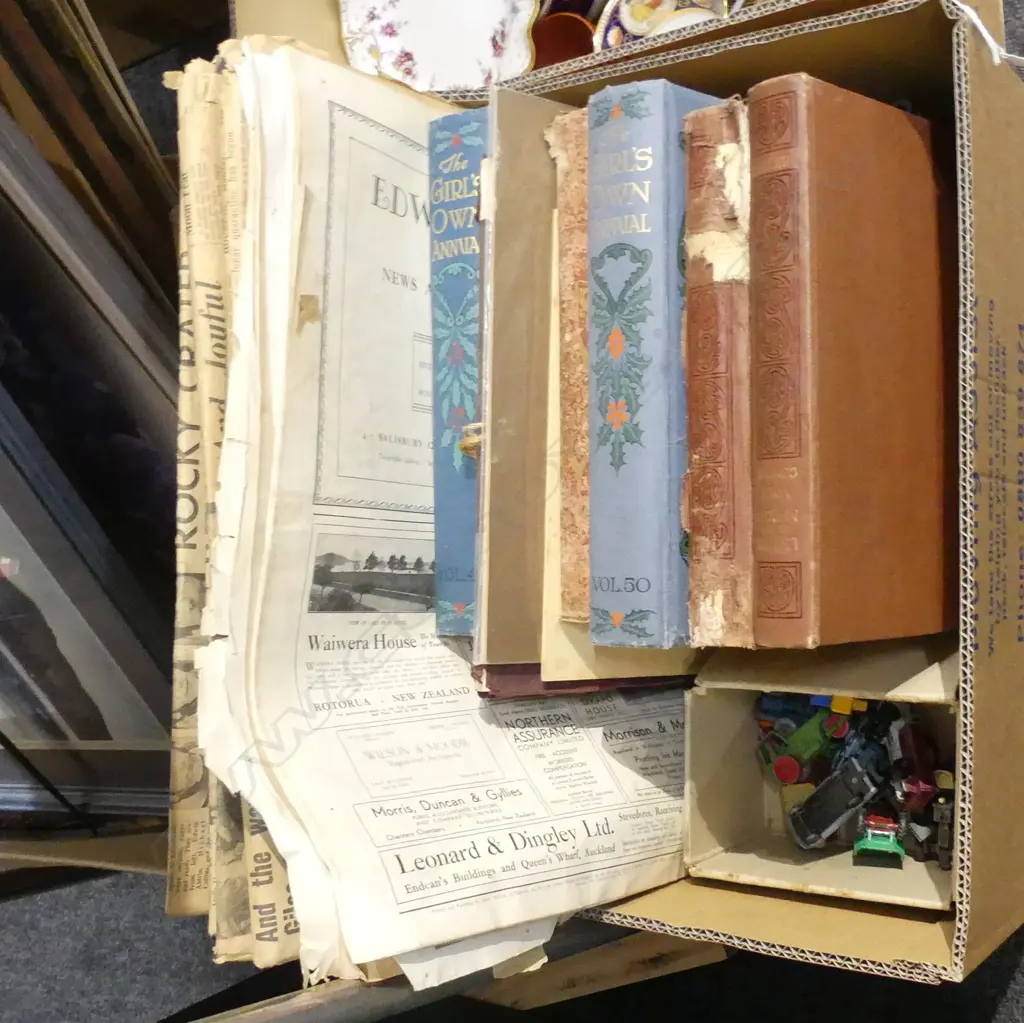 BOX LOT BOOKS; 'LEGENDS OF THE MAORI' JAMES COWAN 1930, NEWSPAPERS ETC Image 1++
