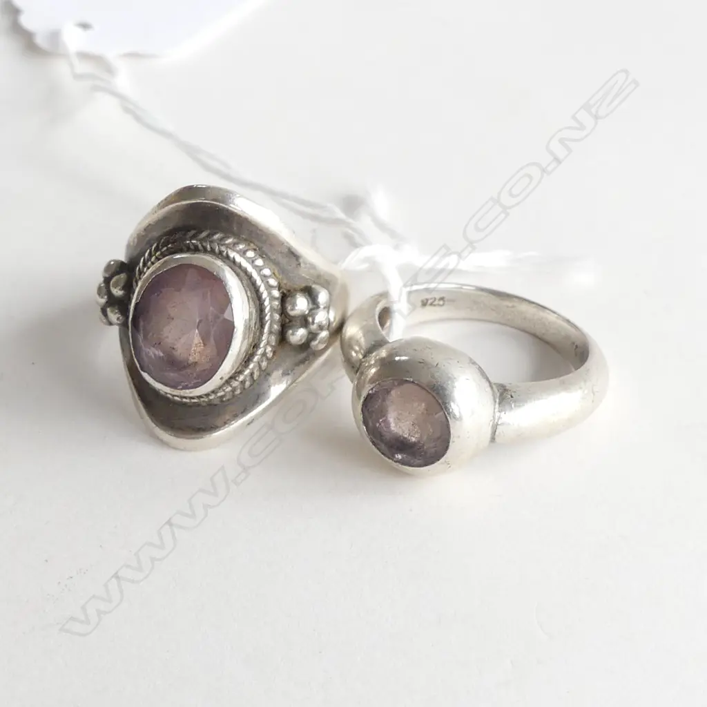2 x STERLING RINGS WITH ROSE QUARTZ? 13gms Image 1++