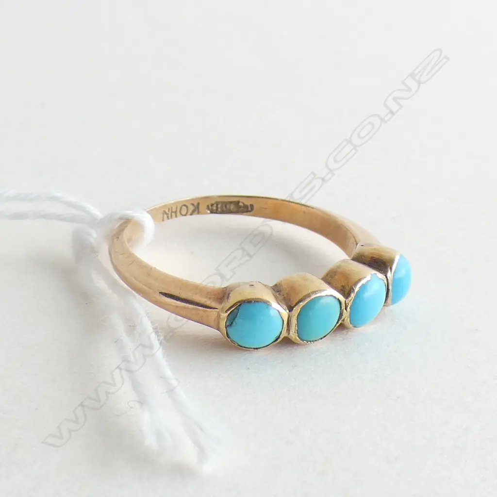 (16190) C1900 9CT GOLD & TURQUOISE RING BY KOHN NZ Image 1++