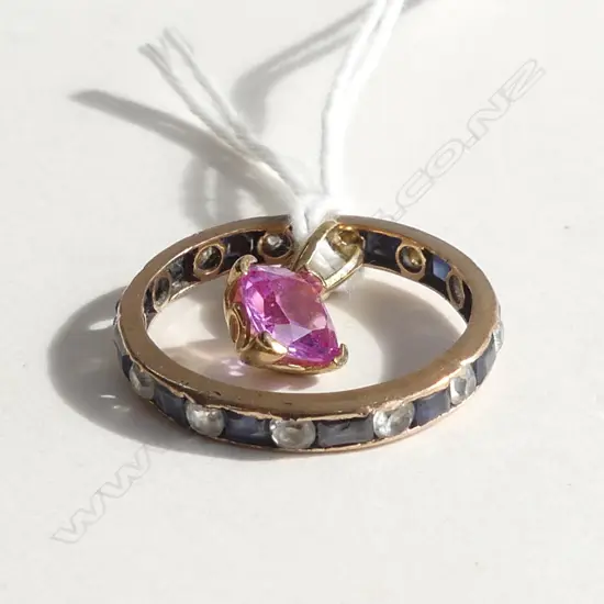 9CT GOLD ETERNITY BAND 1 stone missing + 9ct PENDANT