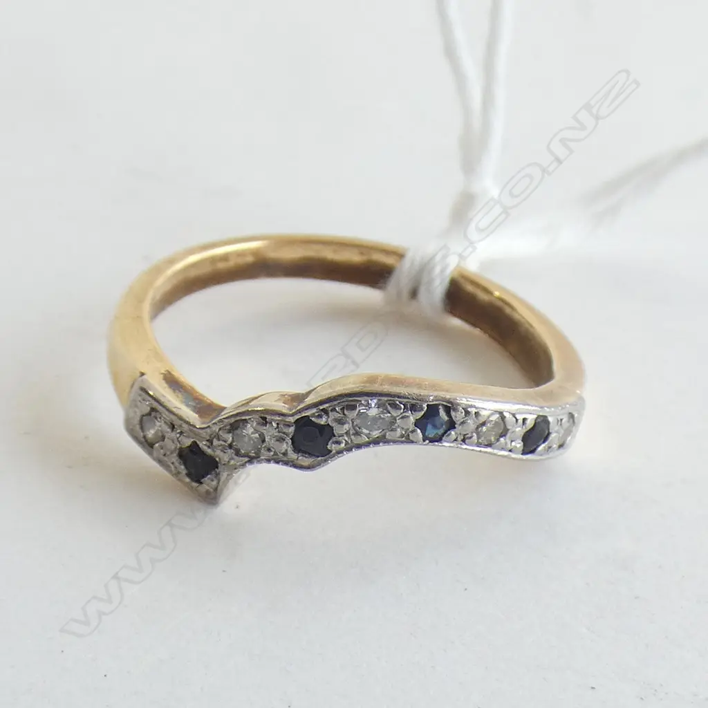 18ct gold Sapphire & diamond fitted Eternity ring Image 1++