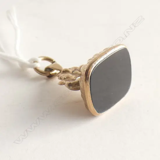 9CT ANTIQUE STYLE FOB SEAL ONYX PANEL BIRMINGHAM