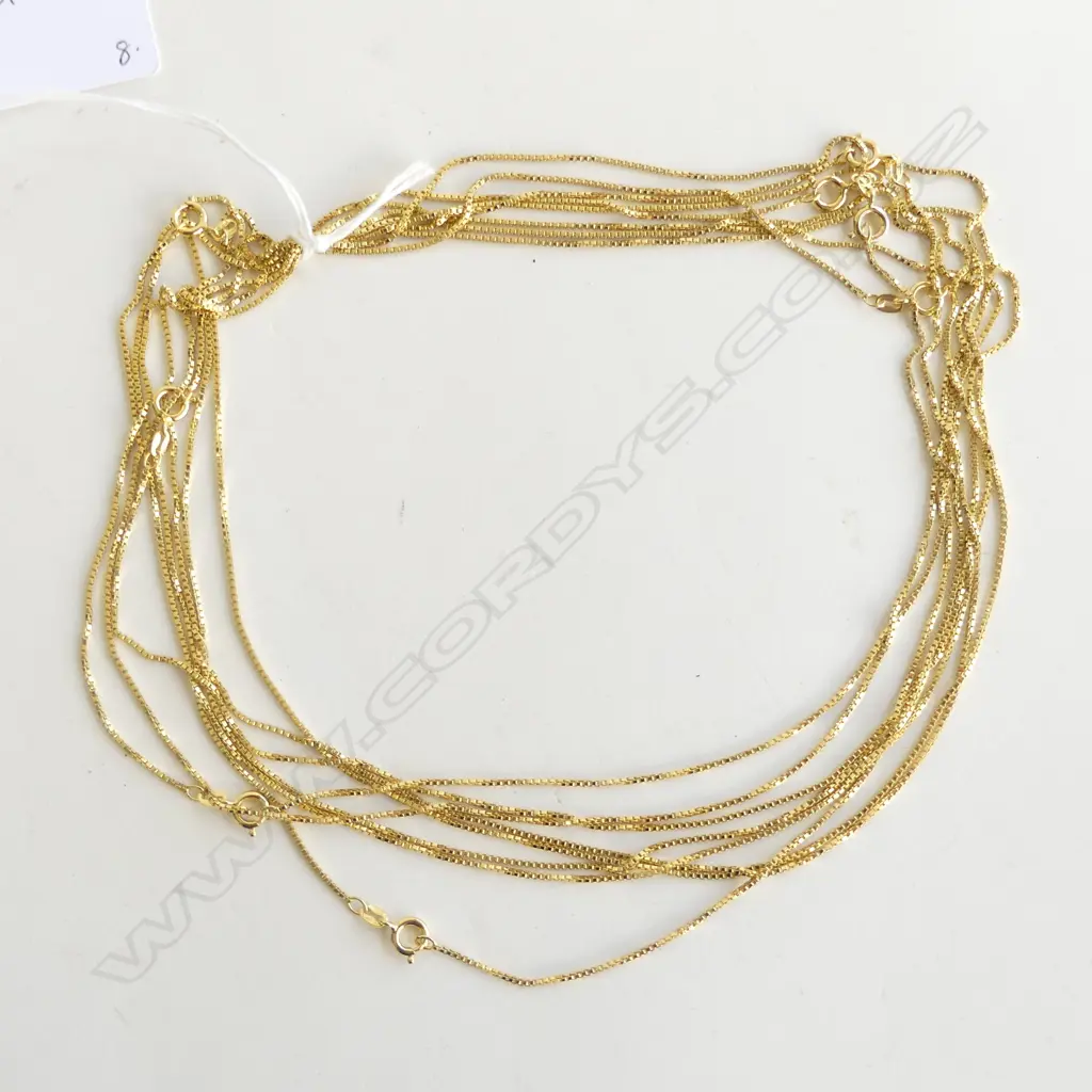 8 BOX CHAIN ROLLED GOLD NECKLACES BY SPIDEL L.450mm GERMANY Image 1++