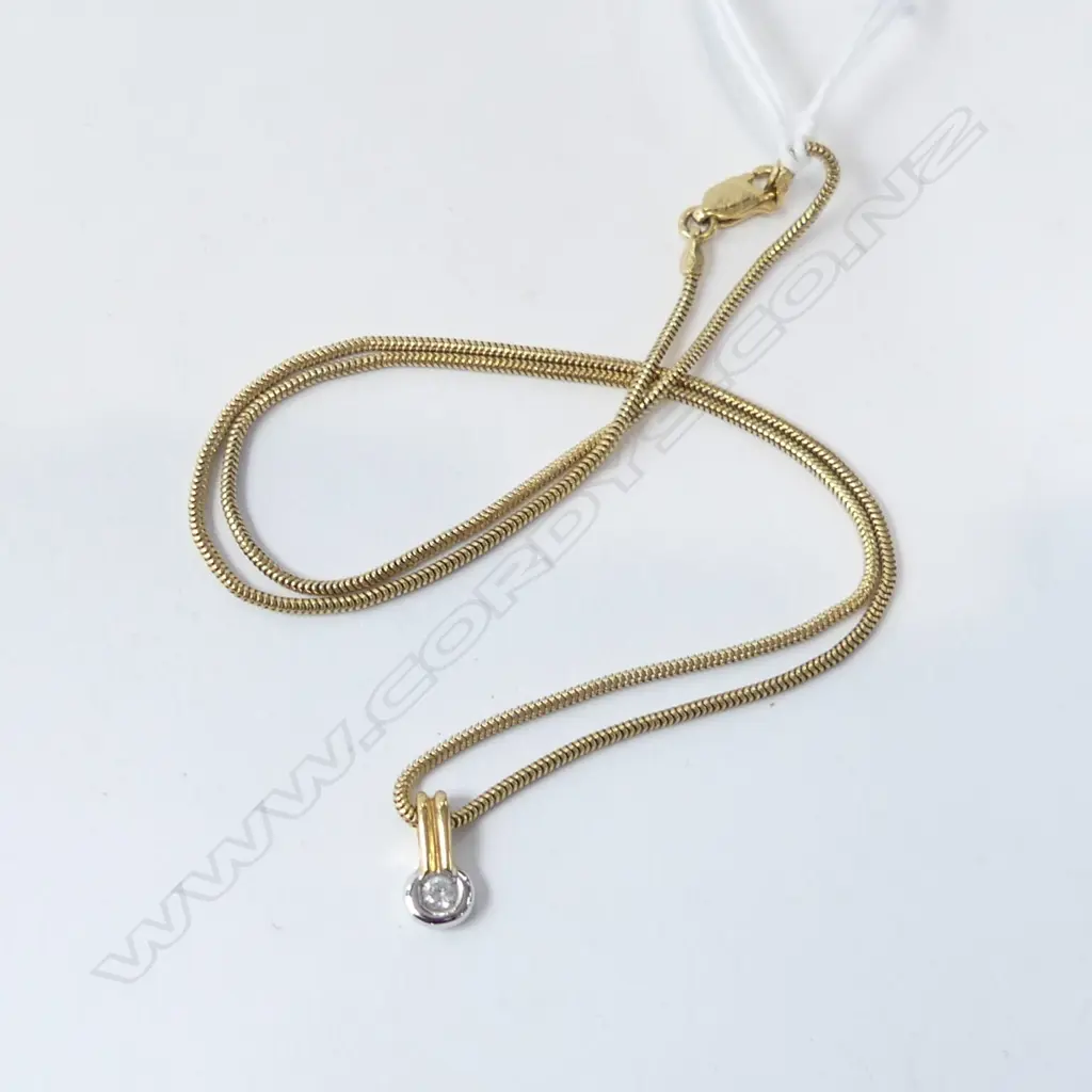 14K GOLD & DIAMOND DESIGNER NECKLACE 5.9gm IN ORIGINAL BOX Image 1++