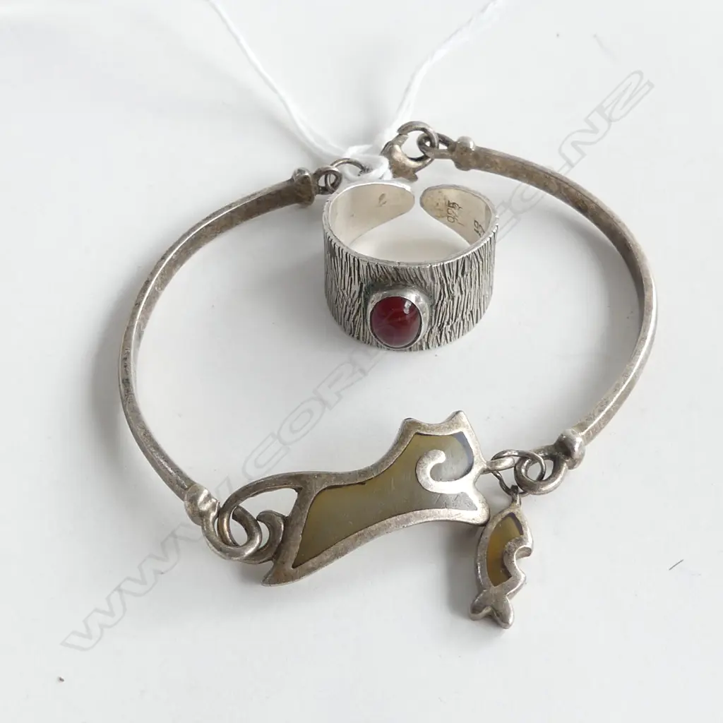 STYLISH SILVER ART JEWELLERY BRACELET & RING Image 1++
