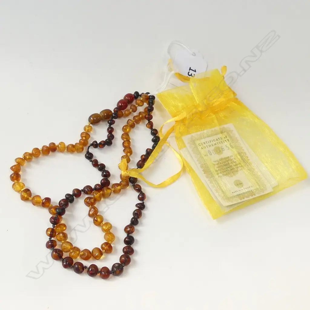 2 BABY AMBER BEAD NECKLACES Image 1++