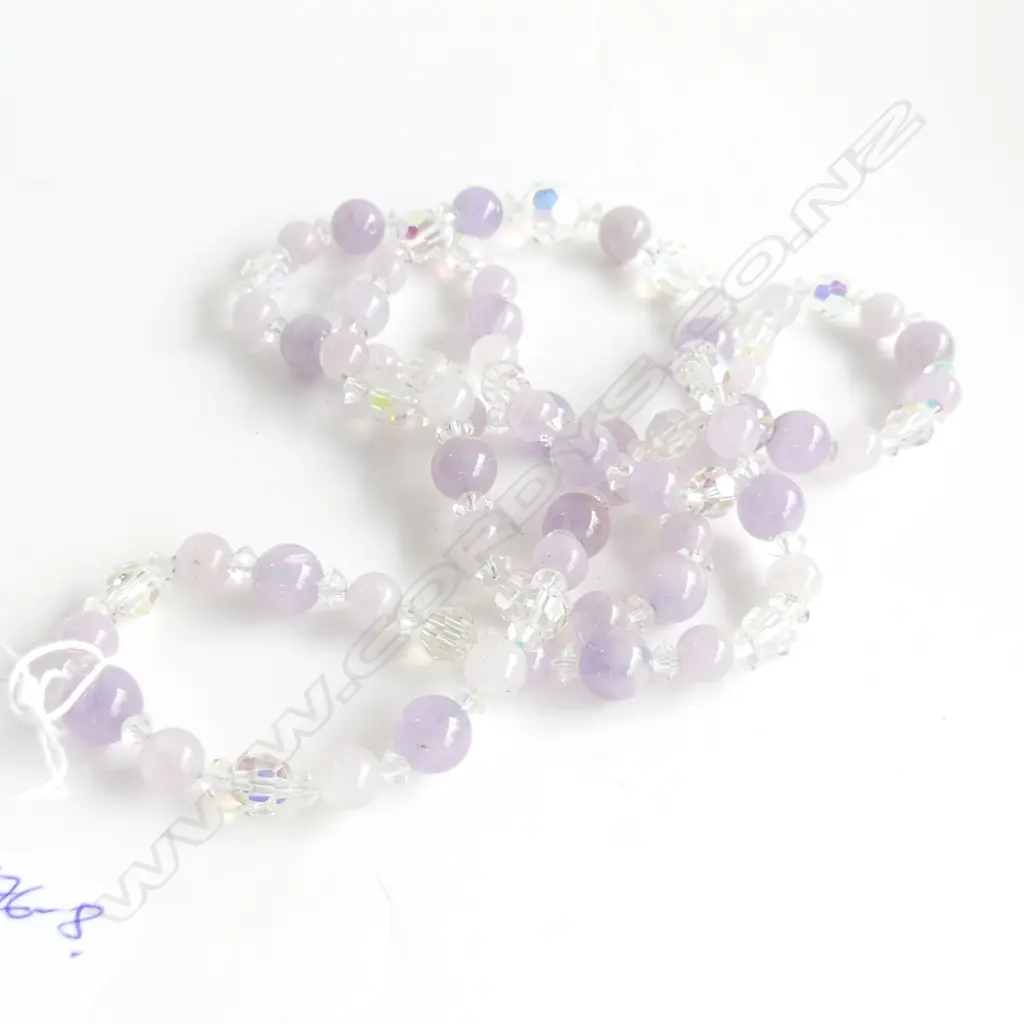 AMETHYST & CRYSTAL LONG BEAD NECKLACE L.880mm Image 1++