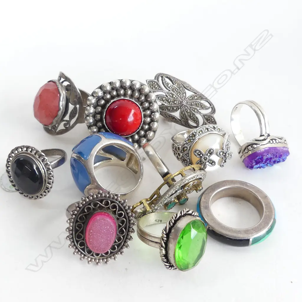 11 ASST. COSTUME RINGS MOSTLY STG Image 1++