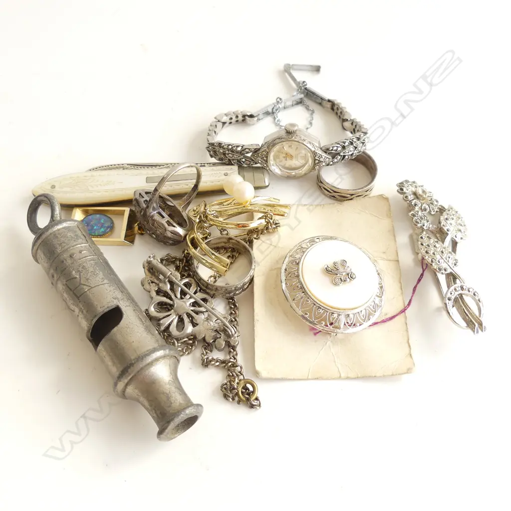 SILVER & MARCASITE JEWELLERY+ SILVER & MOP POCKET KNIFE  ETC Image 1++