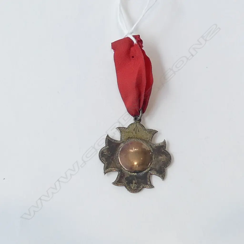VINTAGE STG SILVER MEDAL WITH ROSE GOLD CENTRE Image 1++