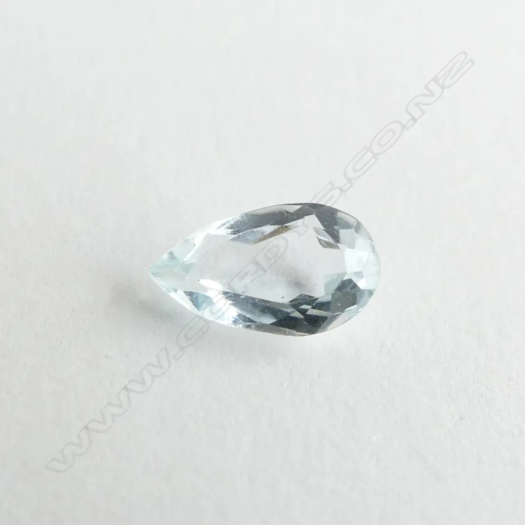 LOOSE AQUAMARINE GEMSTONE FACETTED TEAR DROP CUT 0.92CTS WITH REPORT Image 1++
