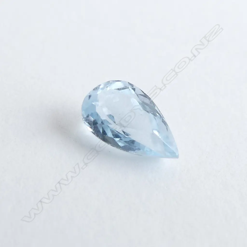 LOOSE TOPAZ LIGHT BLUE GEMSTONE FACCETED TEAR DROP CUT 1.69CTS WITH REPORT Image 1++
