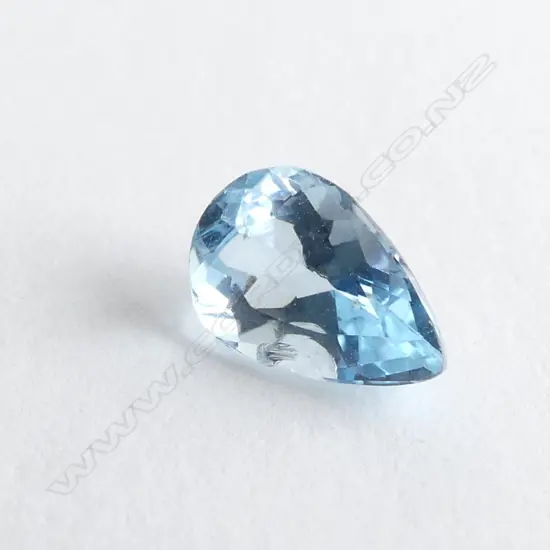 LOOSE TOPAZ LIGHT BLUE GEMSTONE FACCETED TEAR DROP CUT 1.73CTS WITH REPORT