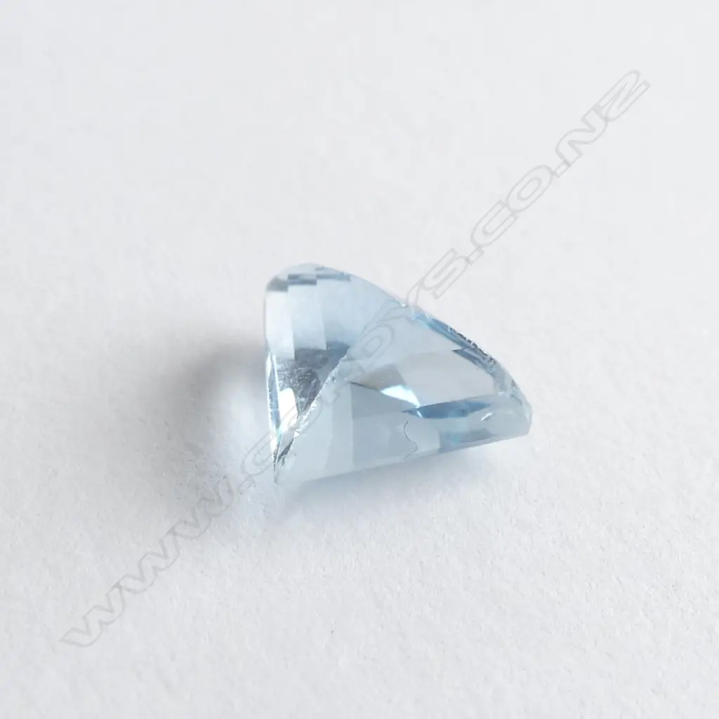 LOOSE TOPAZ LIGHT BLUE GEMSTONE FACTED TRILLIANT CUT 3.17 WITH REPORT Image 1++