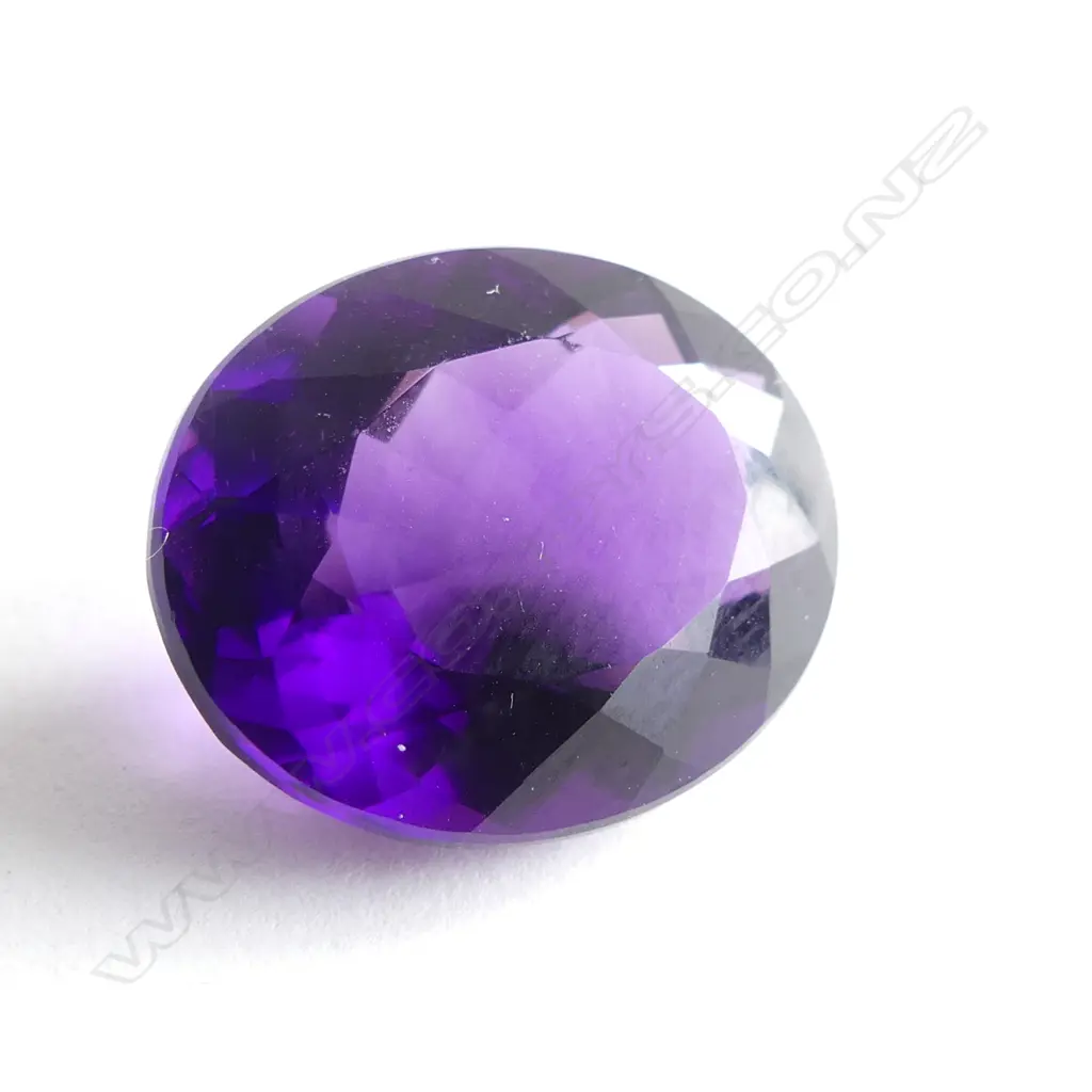 LOOSE AMETHYST GEMSTONE FACTED OVAL CUT 11.64CTS WITH REPORT Image 1++
