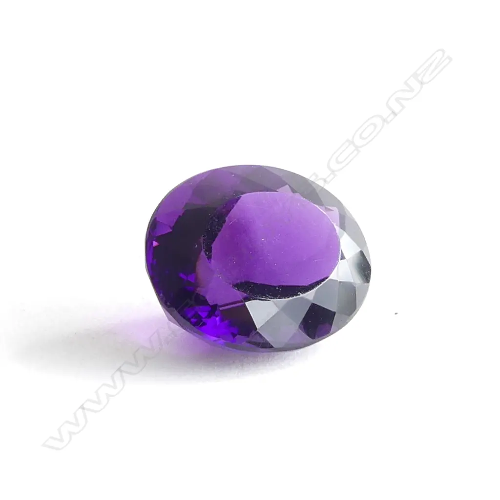 LOOSE AMETHYST GEMSTONE FACTED OVAL CUT 12.43CTS WITH REPORT Image 1++
