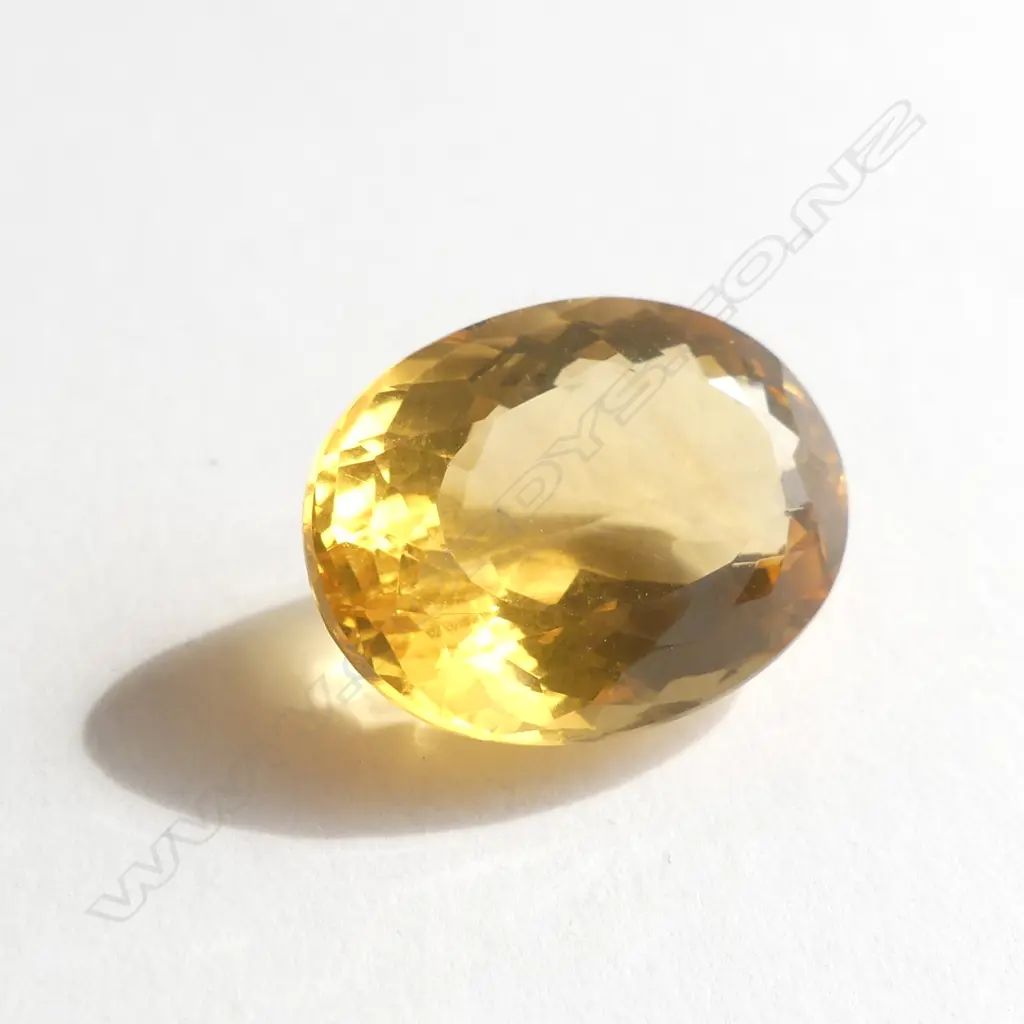 LOOSE CITRINE YELLOW GEMSTONE FACTED OVAL CUT 13.26CTS WITH REPORT Image 1++