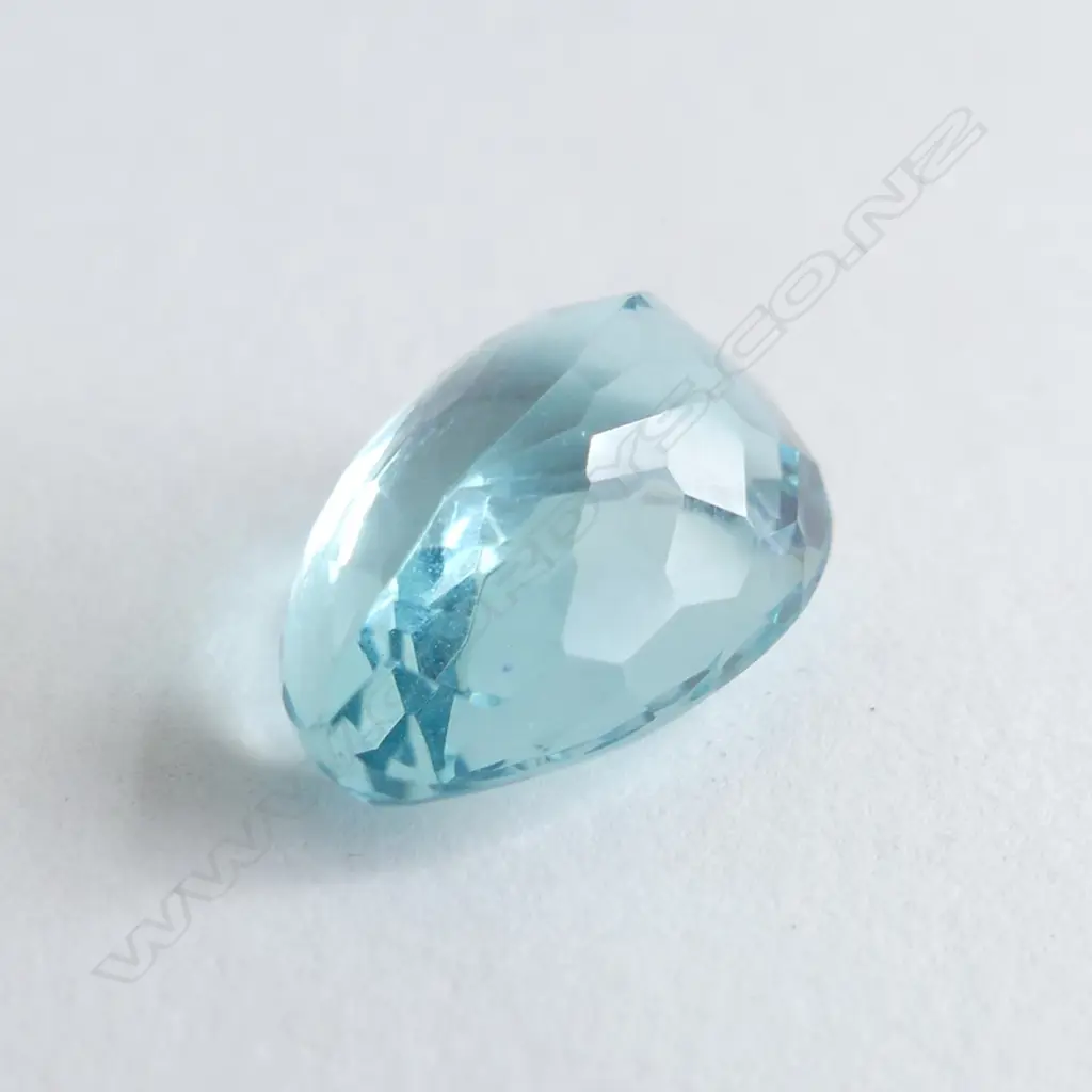 LOOSE GLASS LIGHT BLUE TEAR DROP CUT 5.23CTS WITH REPORT Image 1++