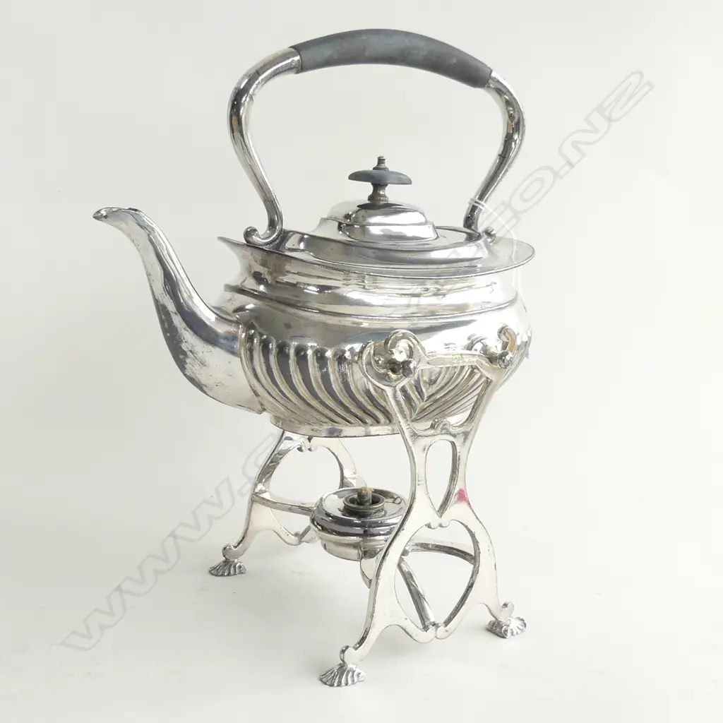VINTAGE SILVER PLATE SPIRIT KETTLE H. 330MM Image 1++