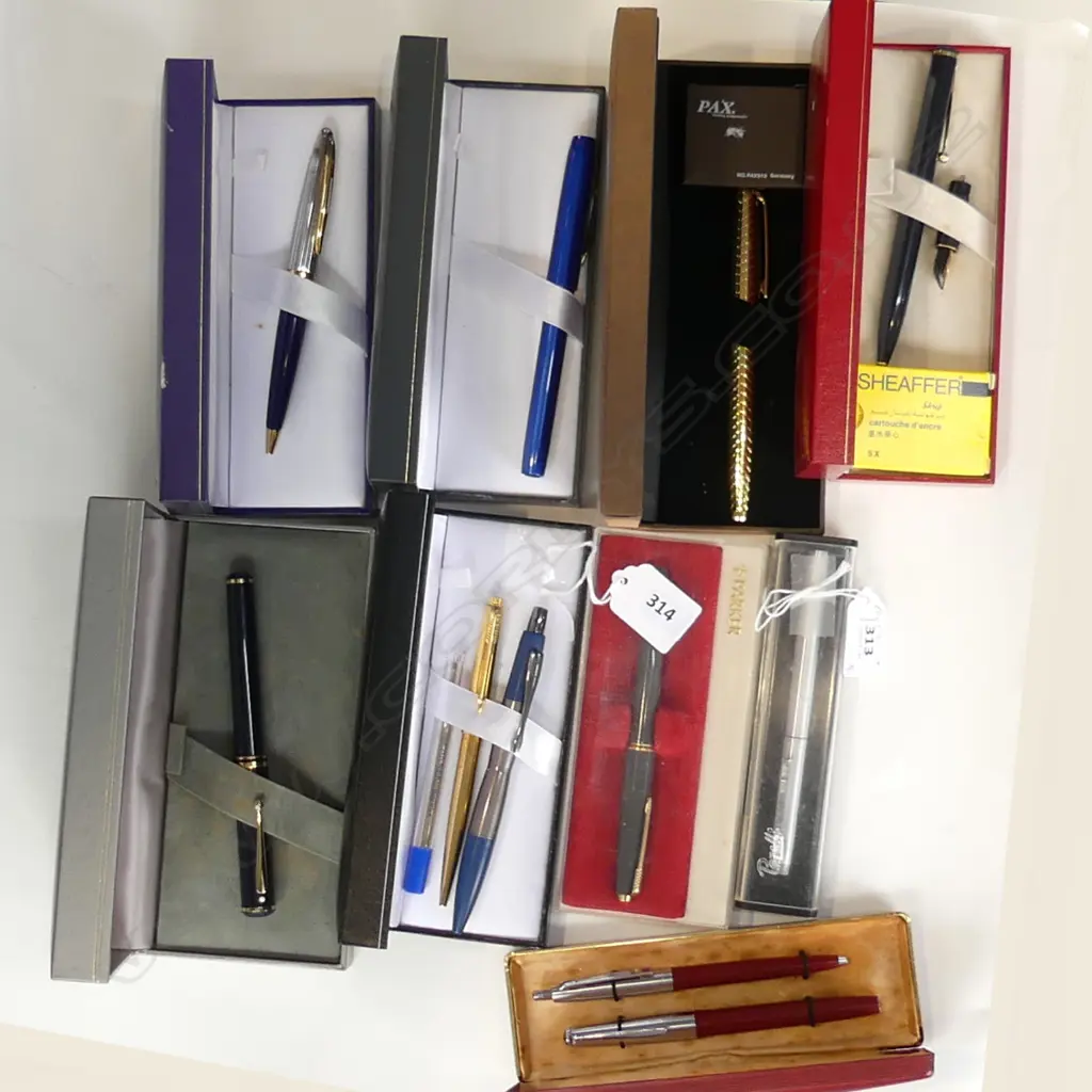 8 ASST. FOUNTAIN PENS & BIROS INCL. WATERMAN, PARKER, SHEAFFER Image 1++