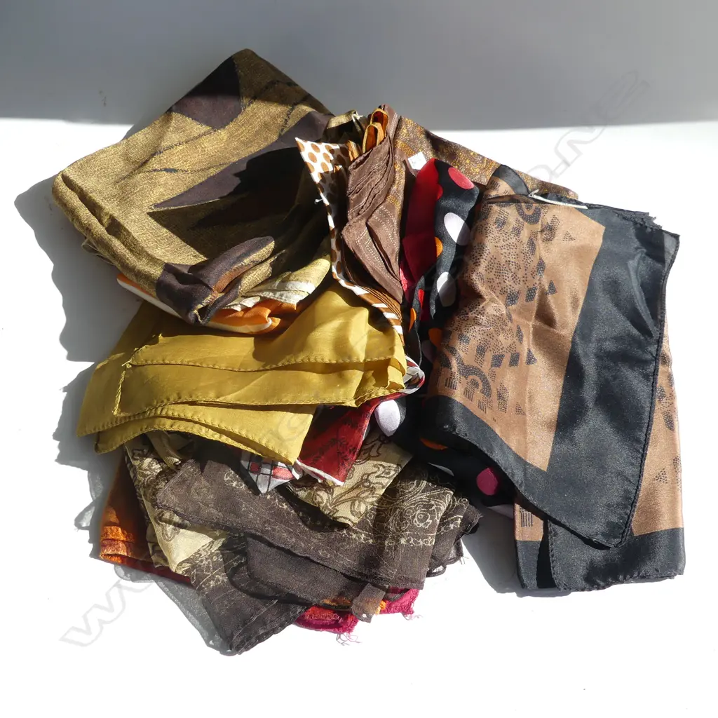 11 ASST. BROWN SCARVES; MOST SILK Image 1++