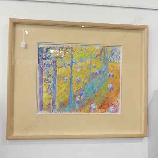 PETER FEATHERSTONE 'LES PAYSANS' OIL SIGNED & DATED '91 435x530mm