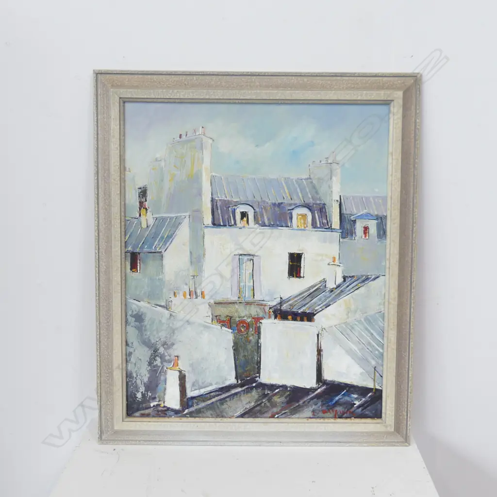 SIGNED EUROPEAN ROOFTOPS OIL 450x370mm Image 1++