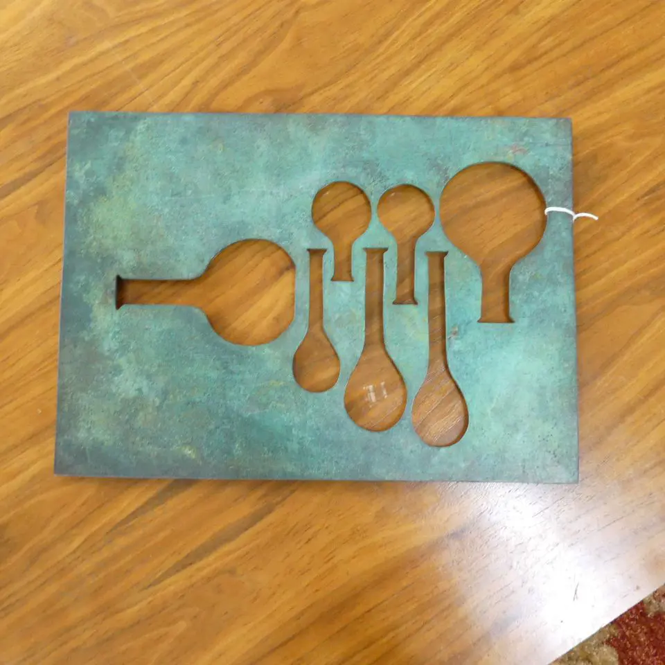 BRONZE WALL PLAQUE, (CHEM FLASK SILHOUETTES) ARTWORKS FOUNDRY MARK. 415 x 300mm Image 1++