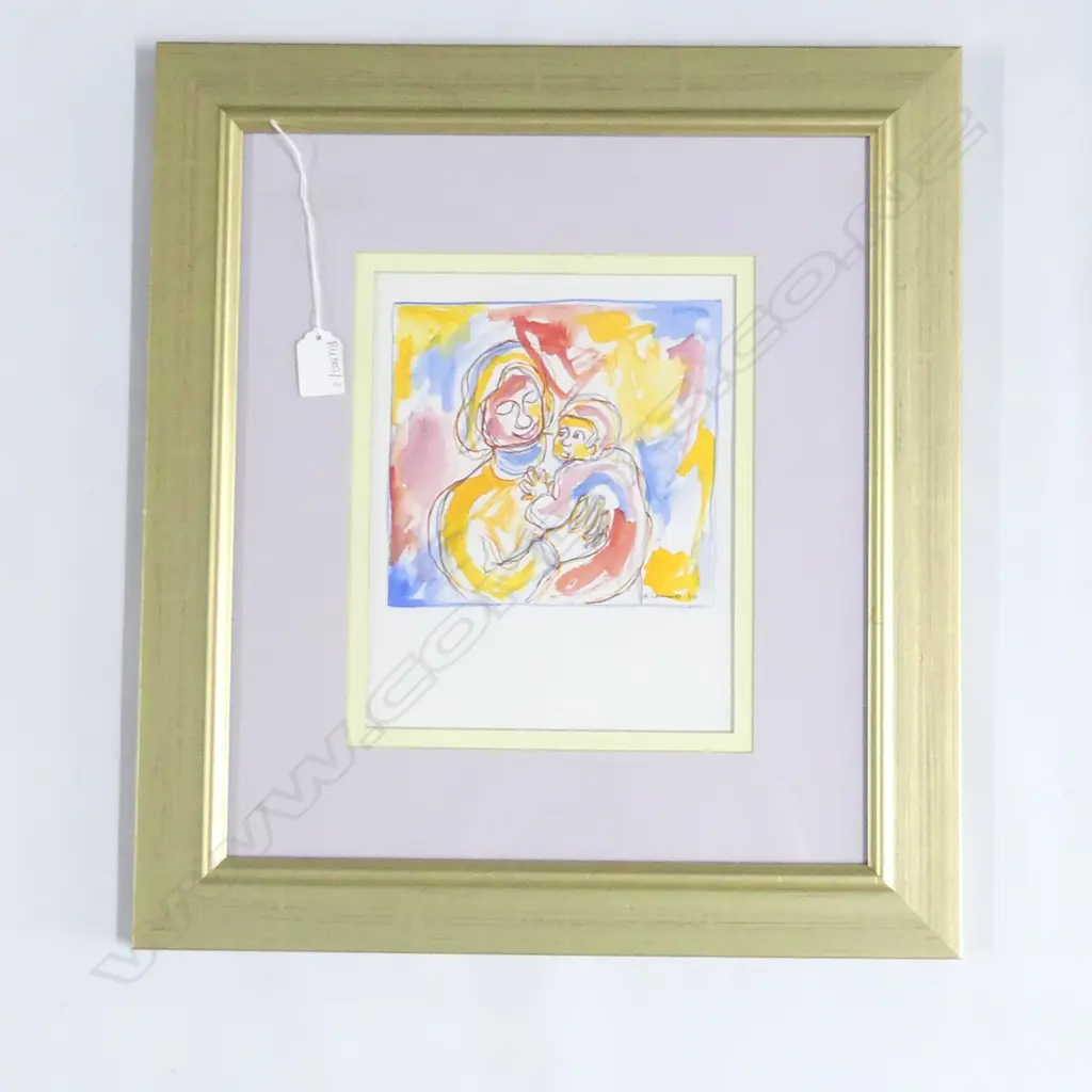 AGNES WOOD 'MOTHER & CHILD' W/C 250x200mm SIGNED & DATED '80 Image 1++