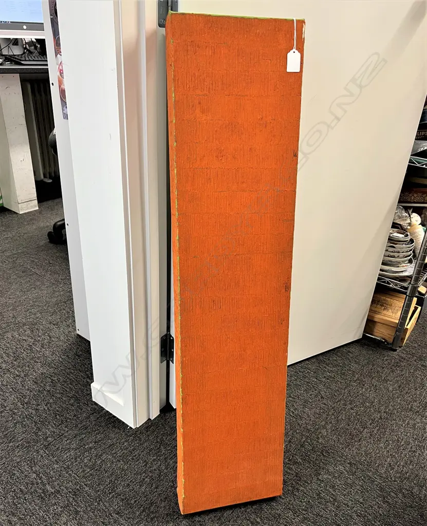 MODERN ORANGE OIL ON CANVAS ARTIST UNKNOWN 1000 X 235mm finely brushed & banded Image 1++