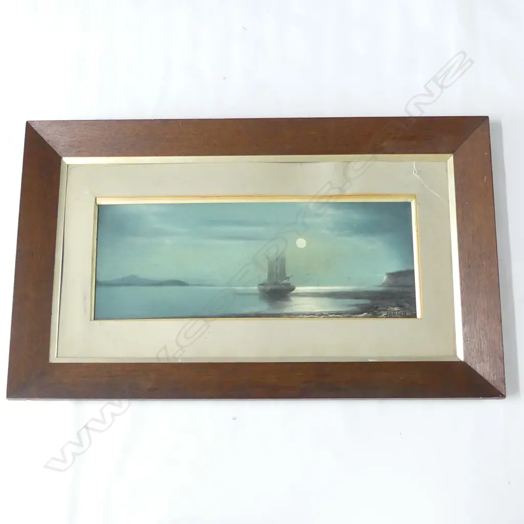 J A BOND, SHIP ON WAITAMATA HARBOUR, PASTEL, 230 x 635mm Image 1++