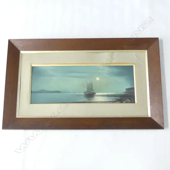 J A BOND, SHIP ON WAITAMATA HARBOUR, PASTEL, 230 x 635mm