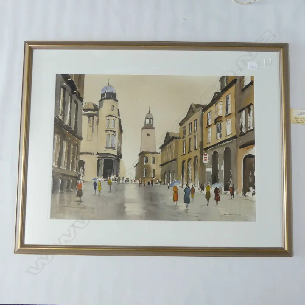 JIM WHITE-PARSONS W/C 'RAIN IN BRISTOL' SIGNED & LABELLED 510 x 710mm Image 1++