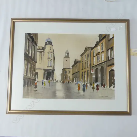 JIM WHITE-PARSONS W/C 'RAIN IN BRISTOL' SIGNED & LABELLED 510 x 710mm