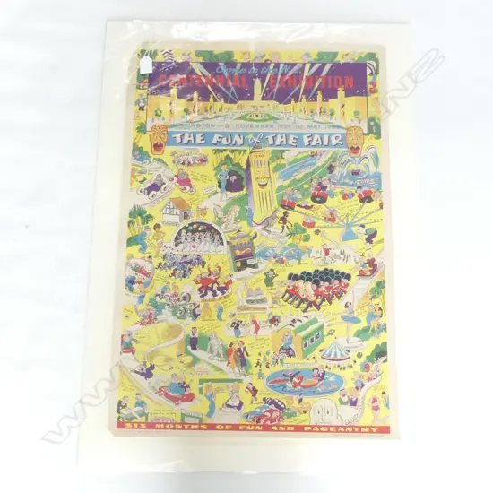 1940S NZ CENTENNIAL 'FUN OF THE FAIR' POSTER, SOME LOSS TO EDGES, 760 x 500mm