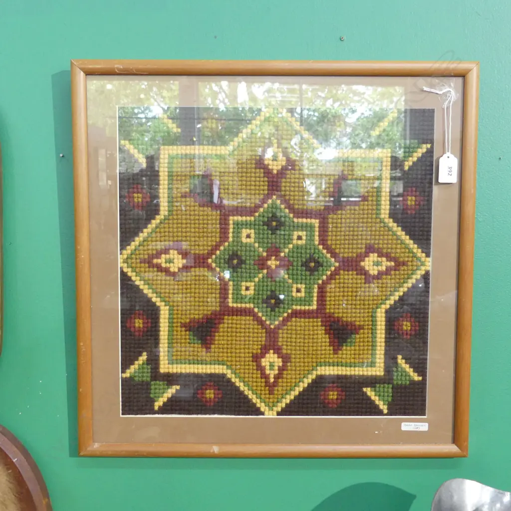 FRAMED GEOMETRIC LONG STITCH - BY RHODA DAVIDSON 1997  SQ 385MM Image 1++