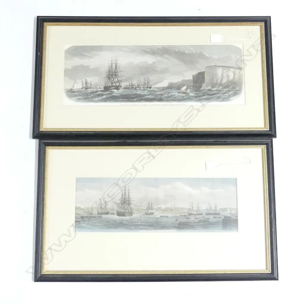 PR OF FRAMED COLOUR LITHOS HMS GALATEA AND THE DUKE OF EDINBURGH 510 X  180 MM Image 1++