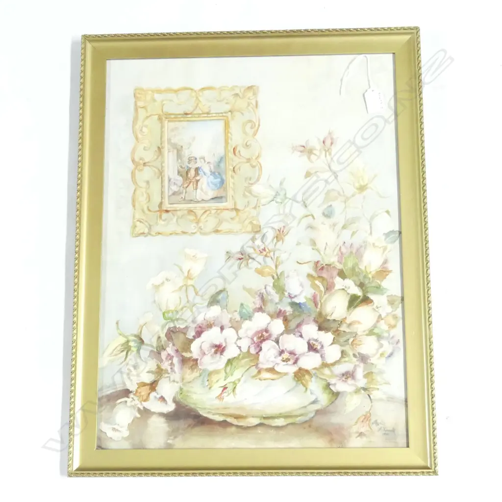 MYRTLE MCDONALD (1903-1987) WATERCOLOUR  TRUMPET ROSES  SIGNED & DATED 1950. 530 x 400mm Image 1++