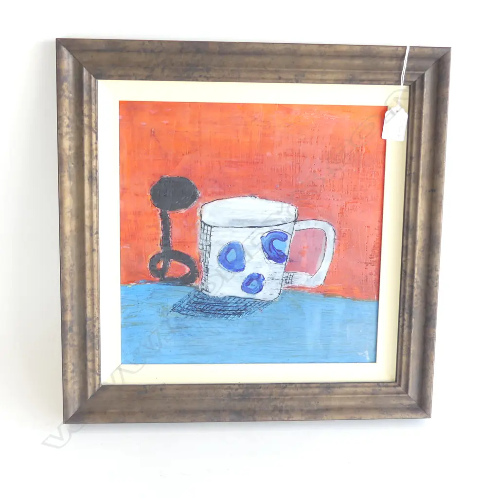 ARTIST UNKNOWN, UNTITLED STILL LIFE, ENCAUSTIC & OIL ON BOARD, 285 x 285mm Image 1++