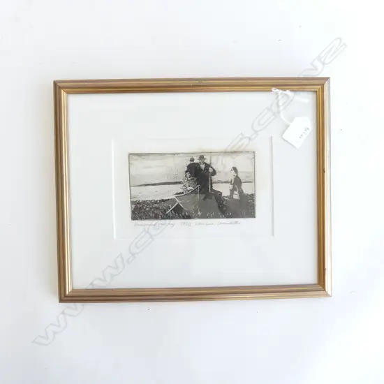KAROLINA LARUSDOTTIR ETCHING 54/75 'IMAGINED JOURNEY'. 75 x 150mm. SIGNED. FRAMED