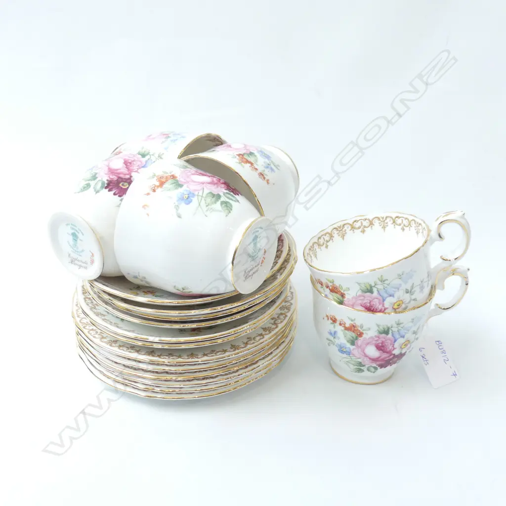 SIX CROWN STAFFORDSHIRE 'ENGLAND'S BOUQUET' TRIOS Image 1++