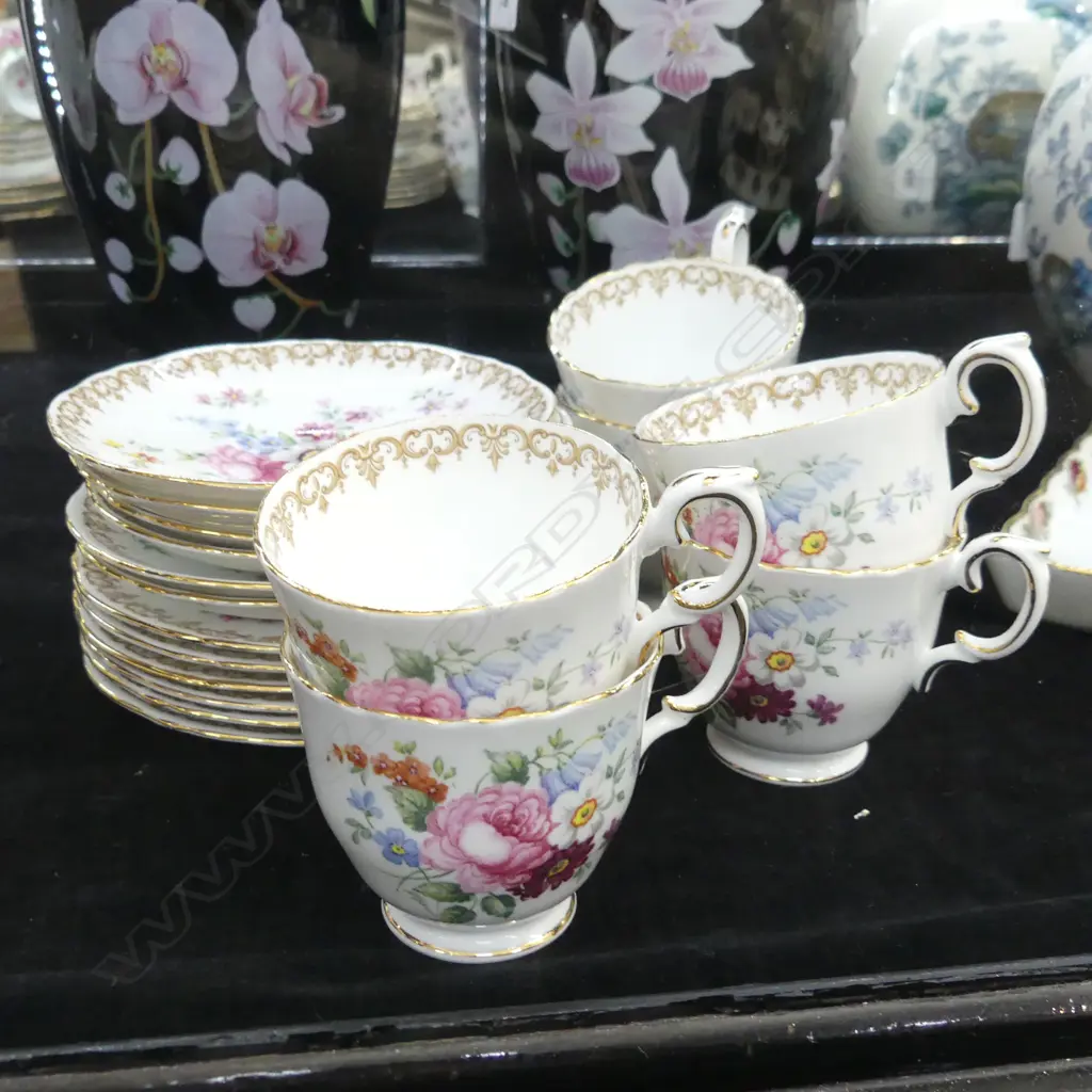 SIX CROWN STAFFORDSHIRE 'ENGLAND'S BOUQUET' TRIOS Image 1++