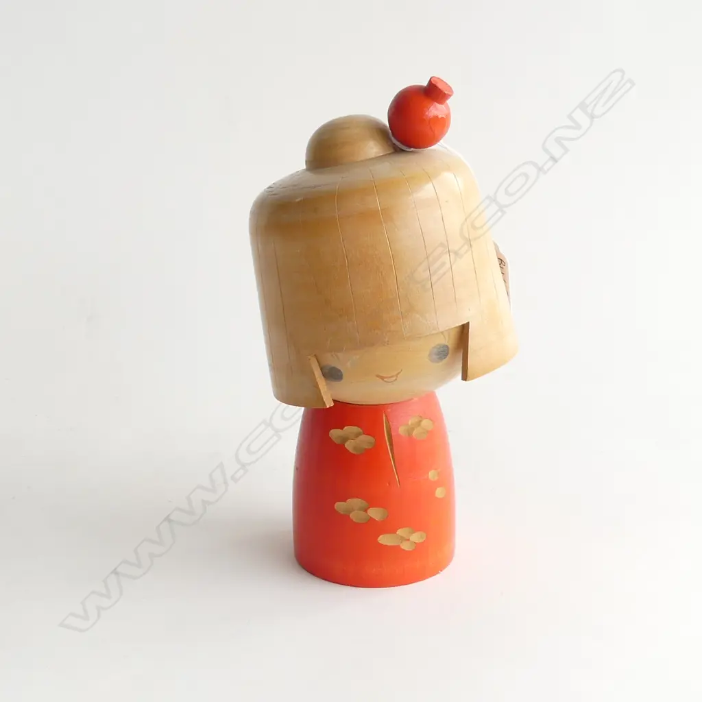 MID CENTURY JAPANESE WOODEN KOKESHI DOLL H. 185MM Image 1++